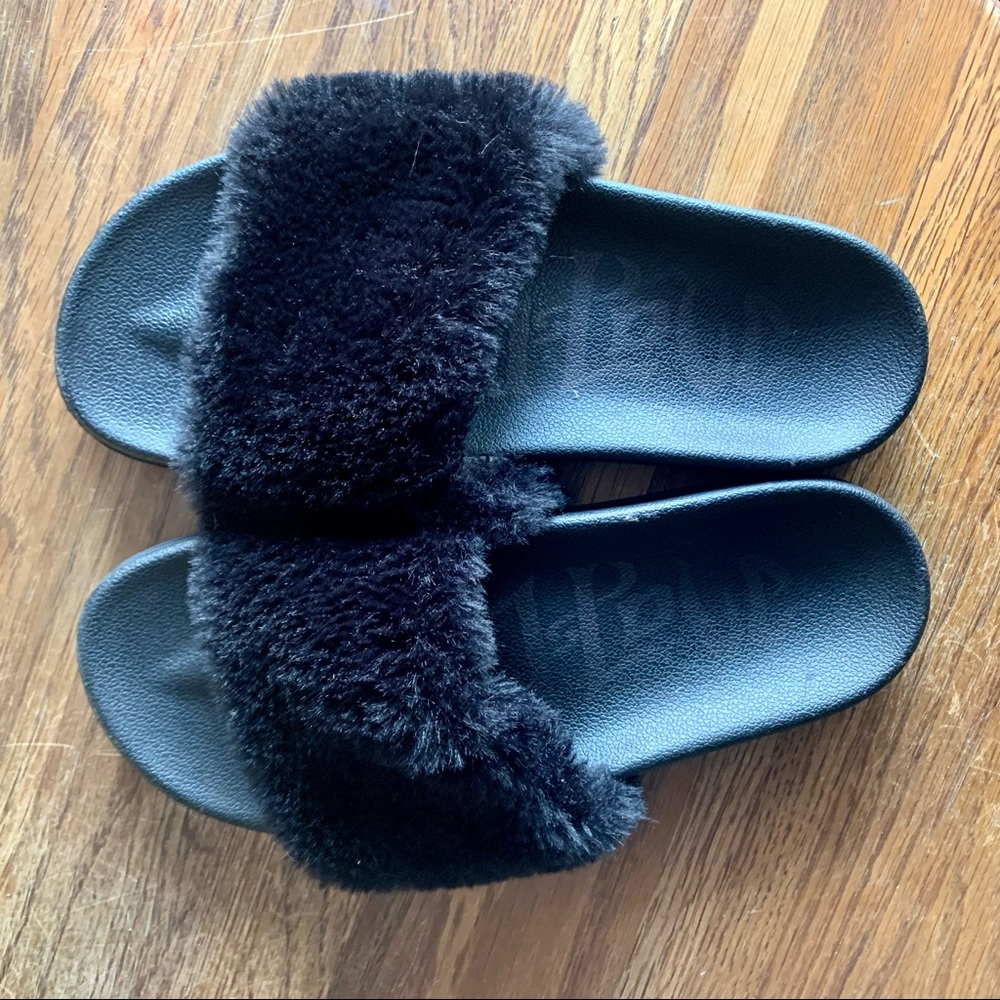 Fuzzy slip on shoes